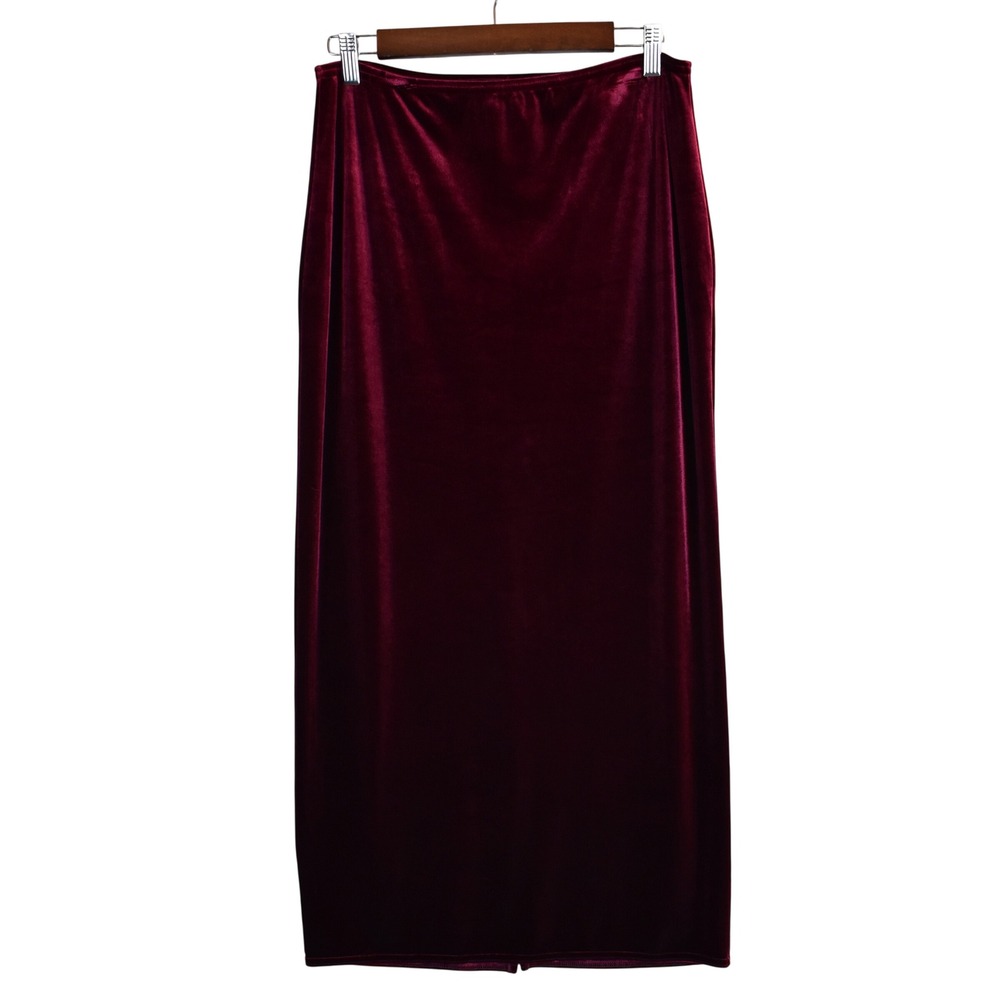 Vintage Velvet Maxi Skirt Medium Merlot Burgundy Red 90s Goth Whimsigoth Grunge